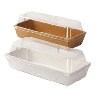 Boîte d'emballage jetable avec couvercle transparent, qualité alimentaire, résistante à l'huile, portable, pour snacks, pain, gâteaux, plats à emporter, boîte à sandwich en papier
