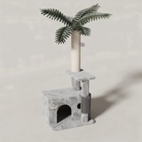 Arbre à chat tropical moderne en forme de palmier - Tour à chat multi-niveaux tout-en-un avec poteau à gratter en sisal de qualité supérieure et brosse auto-nettoyante intégrée