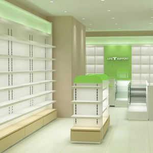 Aménagement intérieur de magasin médical : Vitrine et étagère de <span class=keywords><strong>pharmacie</strong></span> en bois et verre trempé avec éclairage LED - Product Image 1