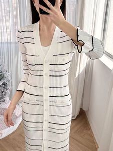Elegant Striped Casual <strong>Dress</strong> Flared Long Sleeves <strong>Ruffle</strong> One Fits <strong>All</strong> Maxi Natural Waist Breathable for Spring Autumn Winter - Product Image 3