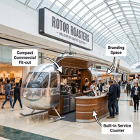 Kiosque commercial professionnel en métal non volant, aménagement de vente au détail sur mesure, modèle d'hélicoptère, station de café, sculpture artisanale en métal