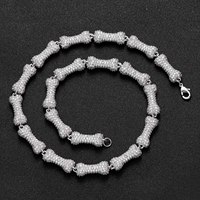Collier de bijoux en os Hip Hop pour hommes Chaîne cubaine de 10mm avec micro-pavé rose CZ Stone Pull à la mode Choker