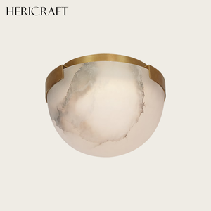 Factory Direct Alabaster Flush Mount Brass LED Wall <b>Sconce</b> for Bedroom Bathroom Hallway 110V USA Standard - Product Image 2