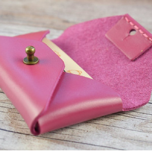 Porte-cartes de visite en cuir, porte-mémos minimaliste multicolore, mini porte-monnaie tendance de style coréen - Product Image 2