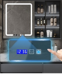 Modern Nordic style rock slab ceramic seamless integrated basin intelligent lighting defogging <b>mirror</b> bathroom cabinet - Product Image 6