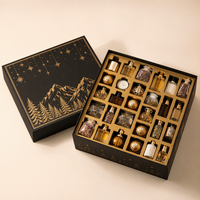 Boîte de calendrier de l'avent personnalisée, 24 jours, carton rigide de luxe, fermeture magnétique, doublure en éponge biodégradable, lamination mate, format livre