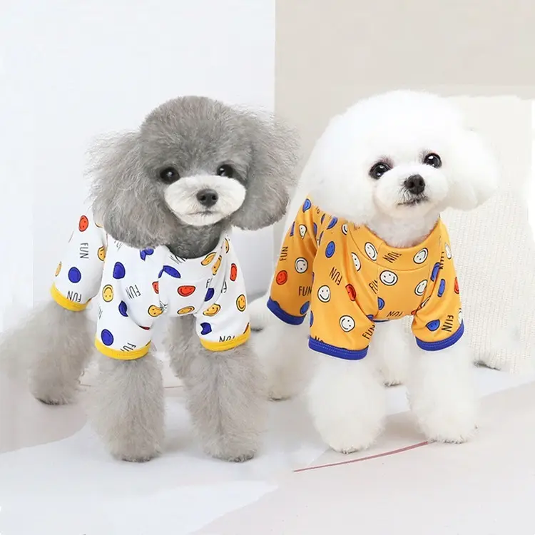 अच्छी गुणवत्ता वाली प्यारी स्माइल प्रिंट डॉग शर्ट, कुल मिलाकर चार-पैर वाला कुत्ता पजामा, पूरी तरह से घिरा हुआ पालतू घरेलू कपड़े