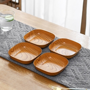 Plateau carré en plastique, design bois, pour cuisine, fruits secs, gâteaux, assiettes à collation, vaisselle de table, bol de cuisine, plat de dîner - Product Image 4