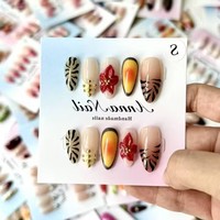 10 pièces de faux ongles faits main, personnalisables, en gros, avec étiquette privée, style French Press, en acrylique de haute qualité pour application sur les doigts