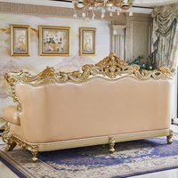 Ensemble de canapés en bois massif antique JINS, canapé de salon de luxe, style classique royal arabe du Moyen-Orient européen, combinaison de canapés 1 2 3