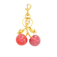 Vente en gros usine : Porte-clés pendentif de sac multicolore en alliage, motif cerise mignon, léger, fait main, tendance, pour filles