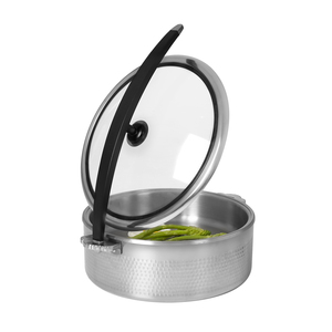 Plat à réchaud triple couche en acier inoxydable avec couvercle en verre ou en acier inoxydable Φ320×H120 Φ360×H100 - Product Image 3