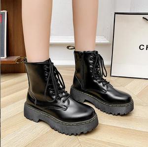 Bottines en cuir pour femmes, style punk, <span class=keywords><strong>mi</strong></span>-<span class=keywords><strong>mollet</strong></span>, <span class=keywords><strong>bottes</strong></span> à semelle épaisse tendance, bottines pour femmes automne/hiver - Product Image 2
