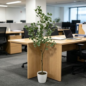 Wholesale Artificial Eucalyptus <b>Plant</b> in Speckled White <b>Pot</b> Faux Potted Greenery Leaves for Home Office Shelf Table Decor - Product Image 5