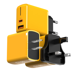 Chargeur de voyage rapide SMS Q45 20W PD <span class=keywords><strong>QC3</strong></span>.<span class=keywords><strong>0</strong></span> double USB-A et USB-C avec câble, prise US/EU - Product Image 6