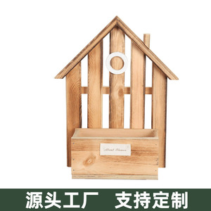 Wooden Cottage <b>Wall</b>-Mounted <b>Flower</b> Pot 18x17.5cm Hanging Modern <b>Decor</b> For Indoor Outdoor Use - Product Image 5