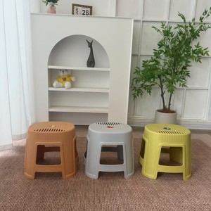 <b>Plastic</b> <b>Stool</b> Hollow Design Stackable Home Living Room Chair Modern Minimalist Style Non Slip Seat - Product Image 2