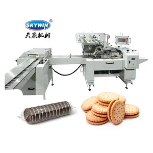 Harga Pabrik Otomatis Tiga Motor Servo Biskuit Kue Di Tepi Baki Bebas Kemasan Mesin Biskuit untuk Industri Makanan