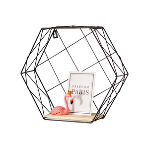 Decoraciones de Habitación de <span class=keywords><strong>Estilo</strong></span> <span class=keywords><strong>Nórdico</strong></span>, Rejilla Hexagonal de Hierro, Estante para Dormitorio, Sala de Estar, Adornos de Pared - Product Image 3