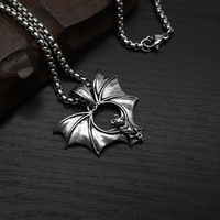 Liontin Punk Bat Vintage Berlapis Emas PVD 316L Stainless Steel, Perhiasan Fashion Berkualitas, Kalung Pria Grosir