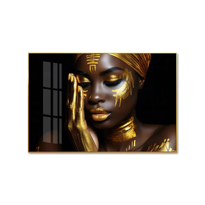 Guanjun Body Art <span class=keywords><strong>Peinture</strong></span> Murale Verre Art Mural Luxe Africain Décoration Intérieure Cristal <span class=keywords><strong>Peinture</strong></span> Porcelaine Or - Product Image 2
