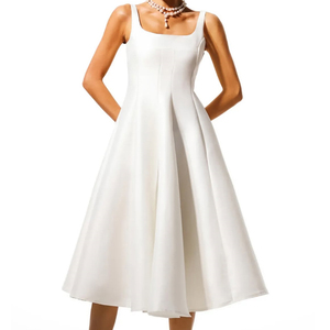 Fabricante de Vestidos, Vestido Midi Blanco sin Mangas con Tirantes Finos, Elegante, para Mujer Joven, Venta Caliente de Verano, Personalizado - Product Image 3