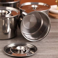Acier inoxydable 201 récipient de stockage des aliments cylindre couvert pot d'assaisonnement réservoir de stockage d'huile de cuisson pot d'assaisonnement en métal