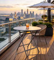 Nouvelle conception de table pliante robuste et portable, résistante aux intempéries, imperméable, en métal, ronde, pour la maison, le café, la restauration