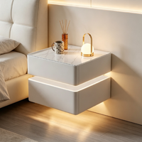 Table de chevet intelligente en bois avec serrure, design écologique et durable, 2 tiroirs, pour salon