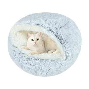 Fabrik direkt benutzer definierte Low Moq Luxus Premium mittelgroße Haustier Höhle Schlaf bett warm weich blau lange Plüsch Katze Höhle Bett innen - Product Image 1