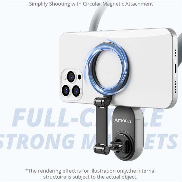 OBEST POV/Vlog Support De Cou Pour Téléphone Avec Clip Téléphonique,Support Selfie Pour Téléphone De Cou Avec Ceinture De Poitrine Pour Magsafe,Porte- Téléphone De Cou Pour IPhone 15 14 13 Pro 12 Max