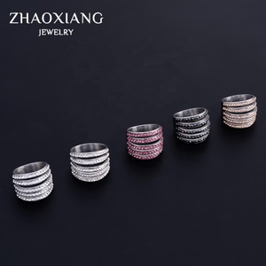 Anillos huecos de cristal multicolor (rojo, naranja, negro, blanco) para mujer, regalos, joyería de moda, anillos con incrustaciones de circonitas. - Product Image 1