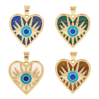Unique Amour Coeur Charmes Pendentif Bijoux Accessoires Cuivre Intégrer Zircon Pierre Coeur Forme Yeux Collier Pendentif pour DIY Bijoux