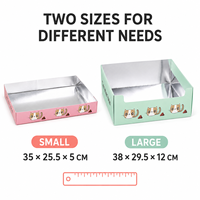 Bac à litière pliable jetable pour chat, avec revêtement argenté, portable, en carton, pour voyage, deux tailles, vente en gros