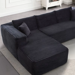 Chaise inclinable en tissu velours côtelé <span class=keywords><strong>de</strong></span> qualité supérieure avec mousse compressée, boîte en forme <span class=keywords><strong>de</strong></span> L emballée <span class=keywords><strong>sous</strong></span> <span class=keywords><strong>vide</strong></span>, conception compressée sans os. - Product Image 2