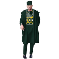 Boubou Traditionnel, Ensemble 3 Pièces Pantalon, Vêtements de Fête de Mariage, Tenues Africaines Bazin Riche, Ankara Dashiki Hommes Agbada