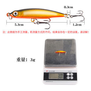 Señuelo de pesca Xinyu tipo lápiz de 5.3 cm y 3 g, cebo duro que se hunde con anzuelo triple para pesca en agua dulce, juego de 8 piezas. - Product Image 3