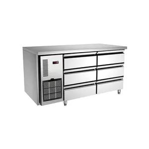 Cozinha de 1,5 m, bancada de trabalho para geladeira, freezer, ventosa, refrigerador, gaveta, freezer com 6 gavetas