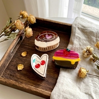DOWELL Pinces à cheveux en acétate en forme de cœur à imprimé cerise, pinces requin amusantes sur le thème du pain et des desserts pour filles, accessoires de mode pour cheveux