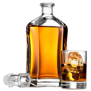Decantador de Vidrio Más Vendido, Hermético, con Tapón Geométrico, para <span class=keywords><strong>Whisky</strong></span>, Vino, <span class=keywords><strong>Bourbon</strong></span>, Brandy, Refrescos - Product Image 2