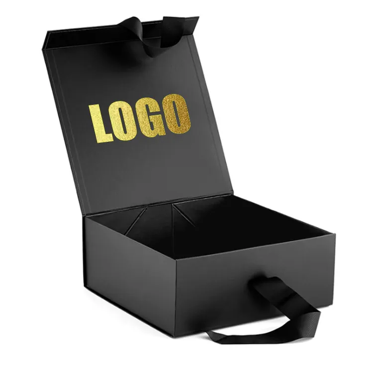 Kunden spezifische faltbare karton faltbare magnetische Geschenk box mit goldenem Logo