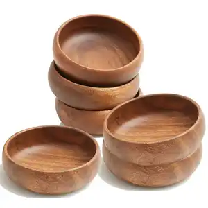 MOREZHOME-platos tallados de madera de Acacia hechos a mano, tazones para servir, tazón de madera de Acacia, gran oferta, 2022