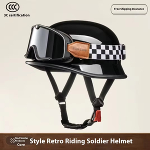 Équipement de style visage de croisière et d'équitation; Motif texturé; Demi-casque de <span class=keywords><strong>moto</strong></span> d'été <span class=keywords><strong>vintage</strong></span> unisexe - Product Image 3