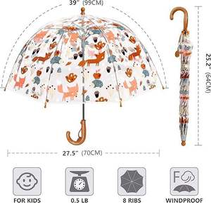 Ombrello per attività artistica per bambini 6k Design automatico dritto trasparente dipingilo da te animali della foresta che disegnano modello regalo - Product Image 4