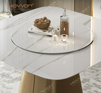 Ensemble de table à manger ronde moderne de luxe de 6 pieds Plateau en marbre durable et imperméable avec forme carrée comprenant une table et une chaise