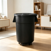 Contenedor de Basura Sanitario de Plástico de 180L, Antihuellas, Superficie Lisa, con Tapa, para Uso Diario en Vestíbulos de Hospitales y Baños
