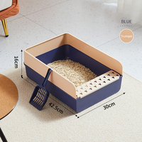 Bac à litière pour chat rectangulaire en plastique semi-fermé avec clôture haute anti-éclaboussures, capacité de 100 L, nettoyage automatique et design durable