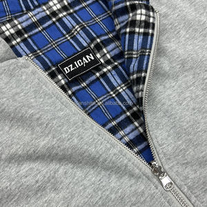Streetwear Vintage Réversible Plaid Hoodie French Terry Double Couche Heavyweight 420 Gsm Hoodies pour Hommes Zip up Hoodie - Product Image 6
