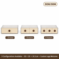 Organisateur de bureau à tiroir unique en PET transparent, boîte de rangement empilable A4, dessus côtelé crème, pour vanité et bureau, OEM ODM