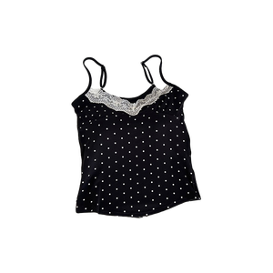 Sexy ragazza senza maniche imbottito con bretelle a pois piccole con Base Trendy Top gilet estivo con bottone in pizzo - Product Image 3